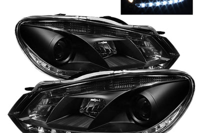 SPYDER Spyder Volkswagen Golf/GTI 10-13 Projector Headlights Halogen Model- DRL Blk PRO-YD-VG10-DRL-BK - Lights