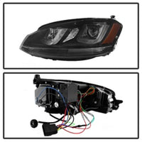 SPYDER Spyder Volkswagen Golf VII 14-16 Projector Headlights DRL LED Blk Stripe PRO-YD-VG15-BLK-DRL-BK - Lights