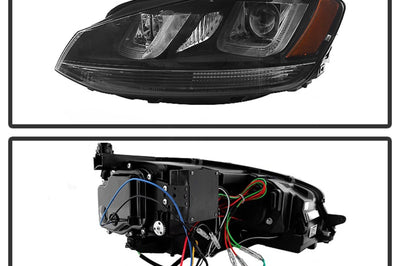SPYDER Spyder Volkswagen Golf VII 14-16 Projector Headlights DRL LED Blk Stripe PRO-YD-VG15-BLK-DRL-BK - Lights