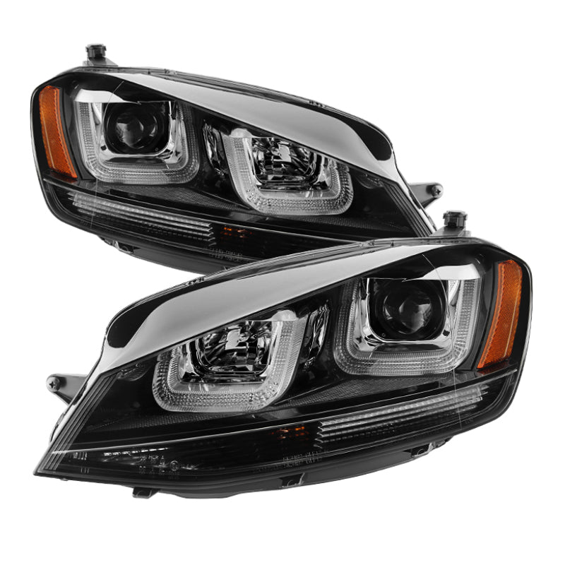 SPYDER Spyder Volkswagen Golf VII 14-16 Projector Headlights DRL LED Blk Stripe PRO-YD-VG15-BLK-DRL-BK - Lights