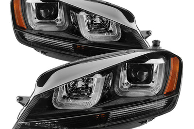 SPYDER Spyder Volkswagen Golf VII 14-16 Projector Headlights DRL LED Blk Stripe PRO-YD-VG15-BLK-DRL-BK - Lights