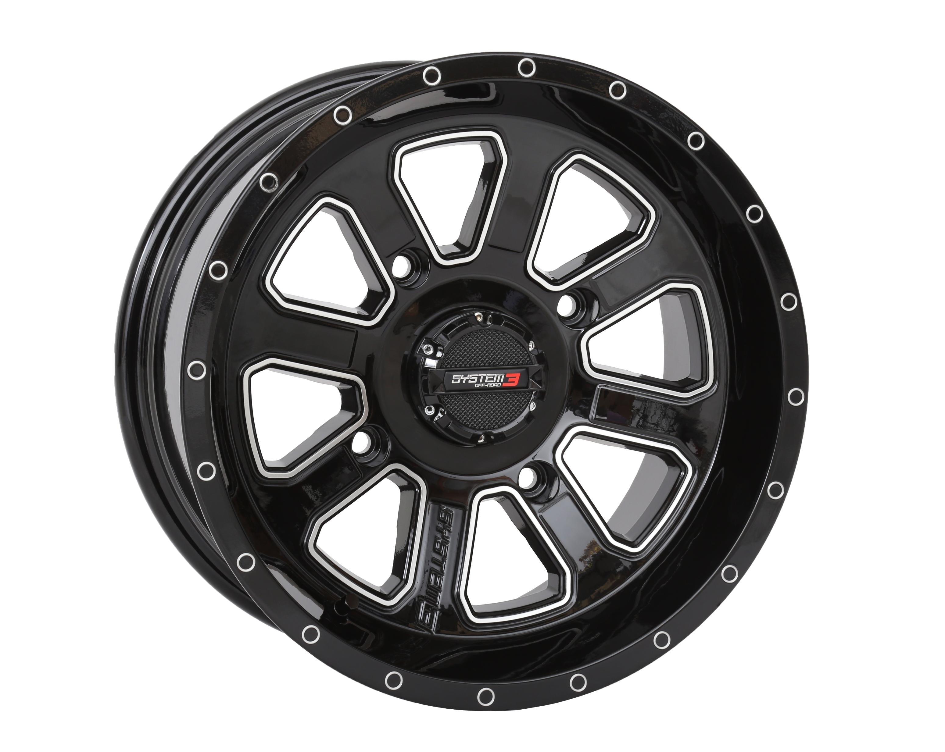 System 3 St4 Wheel 14x7 4 + 3 (+10mm) 4/156 Gloss Black/machined - Black/Machined - Tires & Wheels
