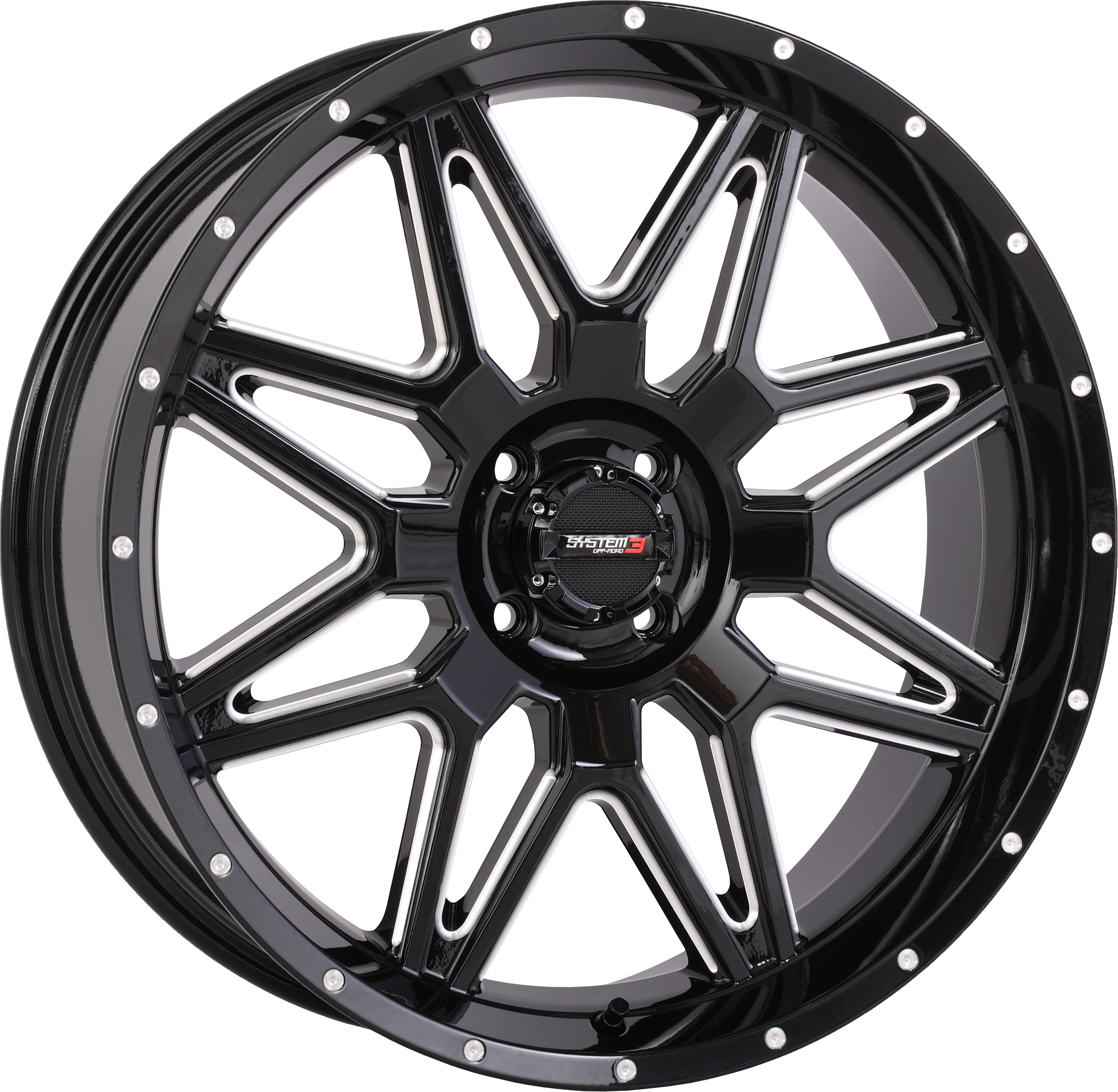 SYSTEM 3 St7 Wheel 20x7 4 + 3 (+10mm) 4/110 Gloss Black Milled