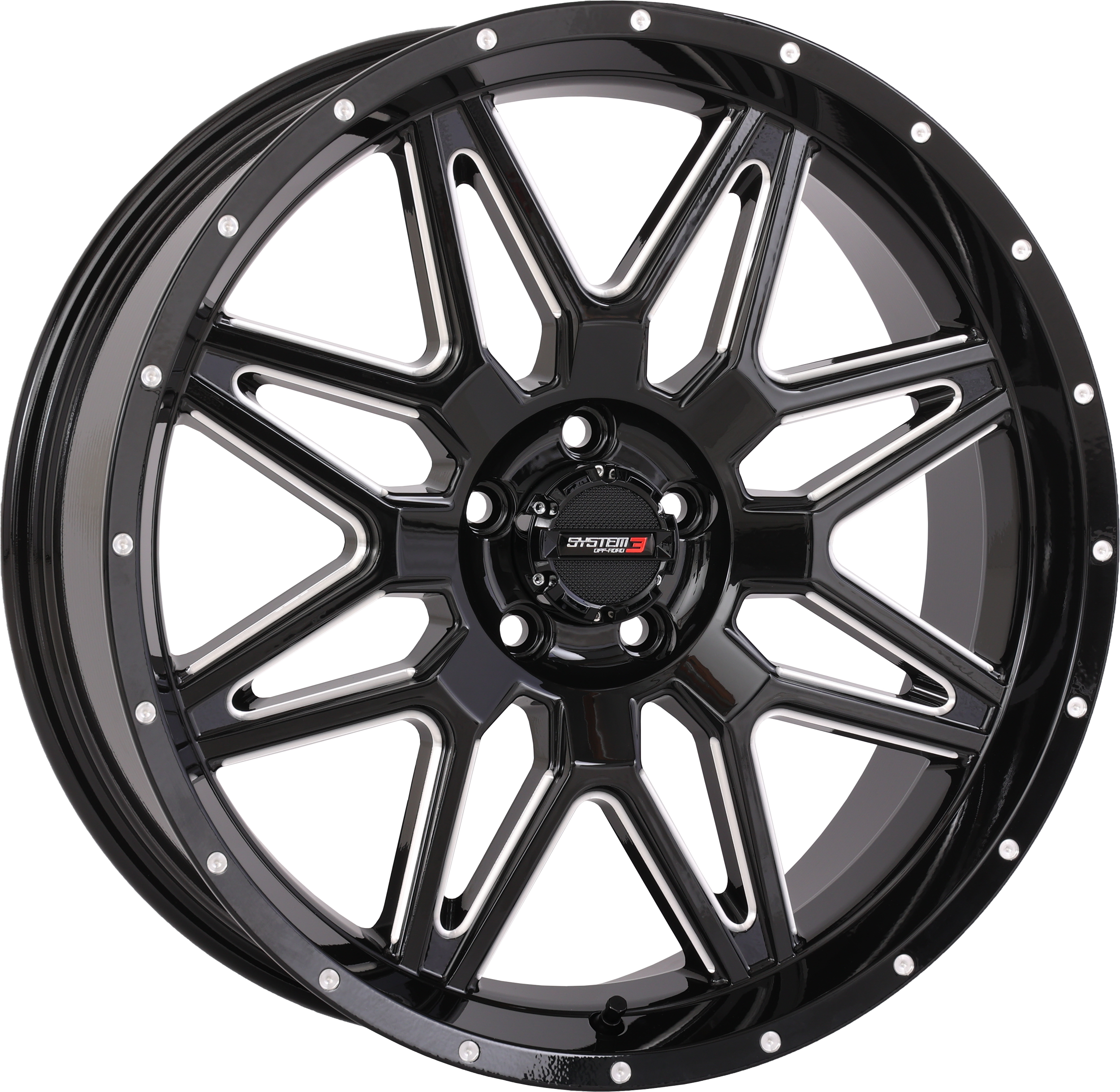 SYSTEM 3 St7 Wheel 20x7 4 + 3 (+10mm) 5/4.5 Gloss Black Milled