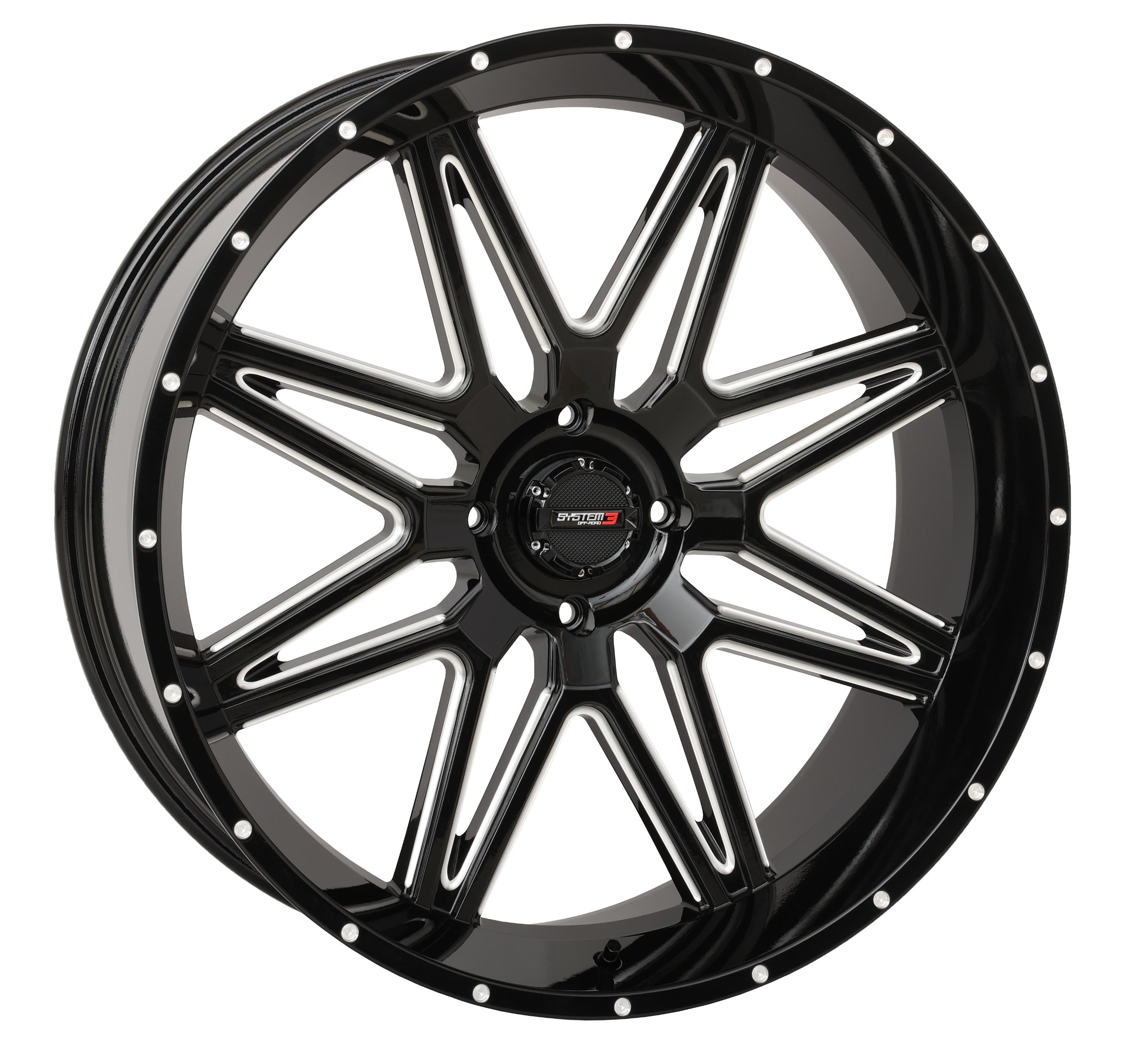 System 3 St7 Wheel 24x9 5 + 4 (0mm) 4/137 Gloss Black Milled - Tires & Wheels