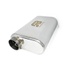 Stainless Bros 2.5in x 17in OAL SS304 Thin Oval Muffler (2.5in Offset In / Out) - Exhaust Mufflers & Tips