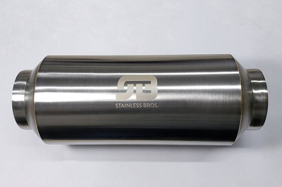 Stainless Bros 3.0in x 12.0in OAL Lightweight Muffler - Polished - Exhaust Mufflers & Tips