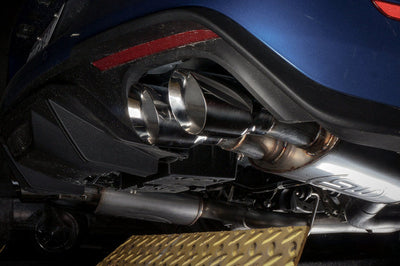 Stainless Works 2018 + Ford Mustang GT 3in Redline Series Catback H-Pipe w/Active Valves & Quad Tips - Exhaust Mufflers