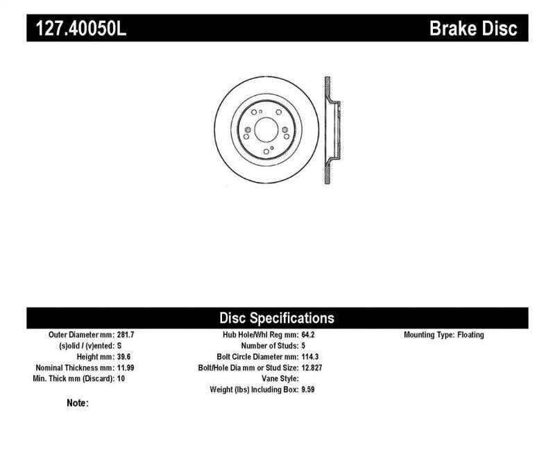 Stoptech StopTech 00-09 S2000 Slotted & Drilled Left Rear Rotor - Brakes Rotors Pads