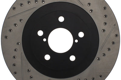 Stoptech StopTech 02-10 Subaru WRX Slotted & Drilled Right Front Rotor (exc. STi) - Brakes Rotors Pads