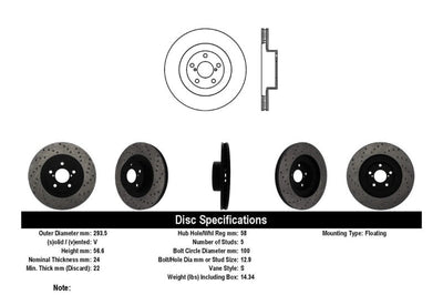 Stoptech StopTech 02-10 WRX Drilled Left Front Rotor - Brakes Rotors & Pads