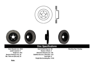 Stoptech StopTech 02-10 WRX Drilled Right Front Rotor - Brakes Rotors & Pads