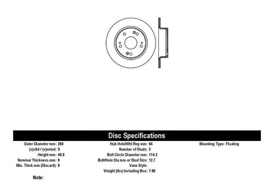 Stoptech StopTech 04-08 Acura TSX / 03-07 Honda Accord SportStop Slotted & Drilled Right Rear Rotor - Brakes Rotors Pads
