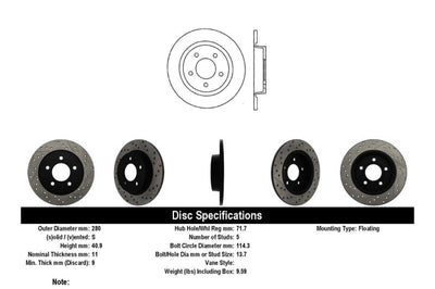 Stoptech StopTech 04-10 Mazda3 Slotted & Drilled Left Rear Rotor - Brakes Rotors Pads