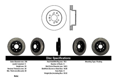 Stoptech StopTech 05-10 GMC Sierra 1500 (w Rear Drum) / 07-09 Yukon Front Left Slotted & Drilled Rotor - Brakes Rotors