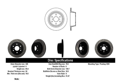 Stoptech StopTech 05-10 GMC Sierra (w/ Rear Drum) / 07-09 Yukon Right Slotted & Drilled Rotor - Brakes Rotors Pads