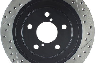 Stoptech StopTech 06-07 Subaru Impreza WRX (Exc STi) Slotted & Drilled Left Rear Rotor - Brakes Rotors Pads
