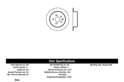 Stoptech StopTech 06-10 Lexus IS 250/IS 300/IS 350 SportStop Slotted & Drilled Right Rear Rotor - Brakes Rotors Pads