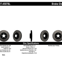 Stoptech StopTech 07-09 Mazda 3 Left Front Slotted & Drilled Rotors - Brakes Pads