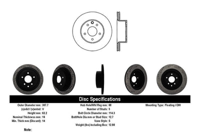 Stoptech StopTech 08-09 Infiniti EX35 / 05-08 G35 / 09 G37 / 06-09 M35/M45 Drilled Right Rear Rotor - Brakes Rotors &