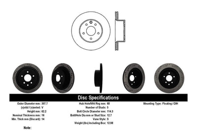 Stoptech StopTech 08-09 Infiniti EX35 / 05-08 G35 / 09 G37 / 06-09 M35/M45 Drilled Left Rear Rotor - Brakes Rotors &