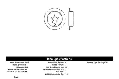 Stoptech StopTech 08-10 Impreza WRX (Exc STi)/08-10 Coupe/Sedan Slotted & Drilled Left Rear Rotor - Brakes Rotors Pads