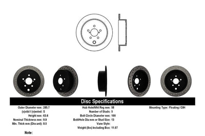 Stoptech StopTech 08-10 WRX Drilled Right Rear Rotor - Brakes Rotors & Pads