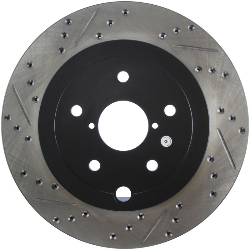 Stoptech StopTech 08 + Subaru STI (Will Not Fit 05-07) Slotted & Drilled Sport Brake Rotor - Brakes Rotors Pads