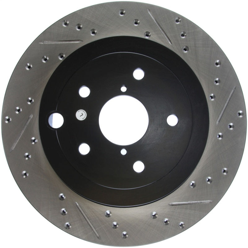 Stoptech StopTech 08 + Subaru STI (Will Not Fit 05-07) Slotted & Drilled Sport Brake Rotor - Brakes Rotors Pads