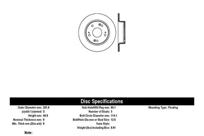 Stoptech StopTech 09-10 Acura TSX / 08-10 Honda Accord Coupe/05-10 Sedan Left Rear Slotted & Drilled Rotor - Brakes