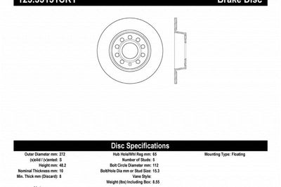 Stoptech 10-13 VW Golf/GTI/Jetta w/ 272mm Rear Disc Premium High Carbon Cryo Brake Rotor - Brakes Rotors & Pads