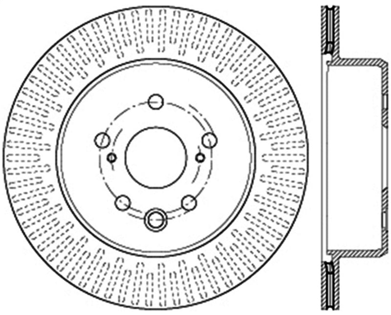 Stoptech StopTech 13-14 Lexus GS300/350/400/430 Slotted Sport Rear Right Brake Rotor - Brakes Rotors & Pads