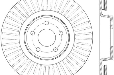 Stoptech StopTech 14 + Ford Focus ST w/ 335mm Brakes Front Right Slotted & Drilled Rotor - Rotors Pads
