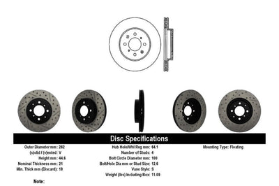 Stoptech StopTech 90-01 Acura Integra (exc. Type R) / 01-05 Honda Civic / 07 + Fit / 93-97 Del Sol VTEC - Brakes Rotors
