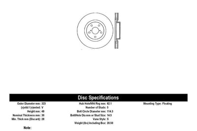Stoptech StopTech 93-98 Toyota Supra Turbo Drilled Right Front Rotor - Brakes Rotors & Pads