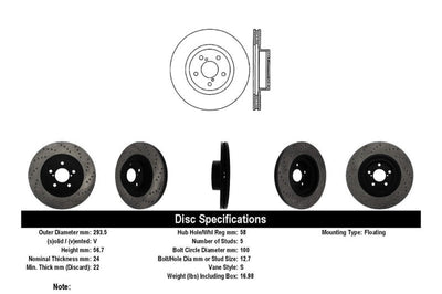 Stoptech StopTech Drilled Sport Brake Rotor - Brakes Rotors & Pads