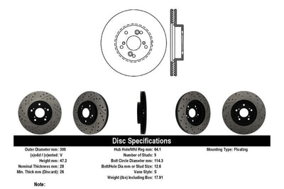 Stoptech StopTech Nissan 370Z / 01-03 Acura CL / 06 EL / 04-09 TSX / 03-07 Honda Accord Coupe M/T / 05-08 Se - Brakes