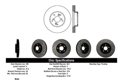 Stoptech StopTech Nissan 370Z / 01-03 Acura CL / 06 EL / 04-09 TSX / 03-07 Honda Accord Coupe M/T / 05-08 Se - Brakes