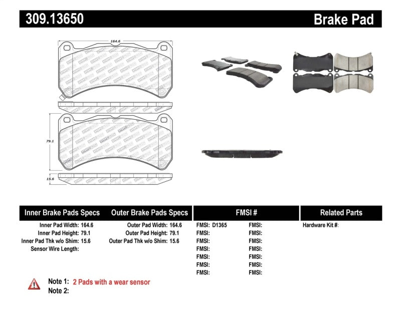 Stoptech StopTech Performance 08-09 Lexus IS F Front Brake Pads - Brakes Rotors &