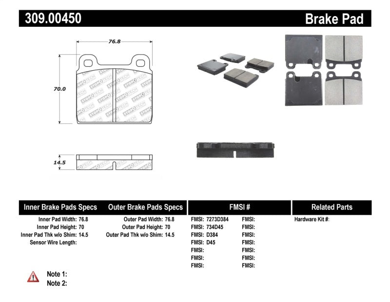 Stoptech StopTech Performance 75-95 Alfa Romeo 2000 Spider/Graduate/Veloce Front Brake Pads - Brakes Rotors &