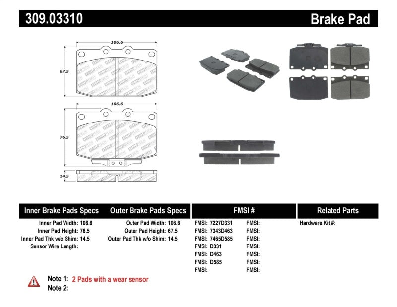 Stoptech StopTech Performance 89-95 Mazda RX7 Front Brake Pads - Brakes Rotors &