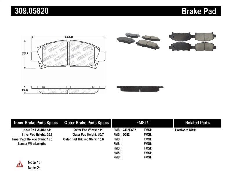 Stoptech StopTech Performance 92-95 Toyota MR2 Turbo Front Brake Pads - Brakes Rotors &