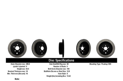 Stoptech StopTech Power Slot 13 Scion FR-S / Subaru BRZ Rear Right Slotted Rotor - Brakes Rotors & Pads