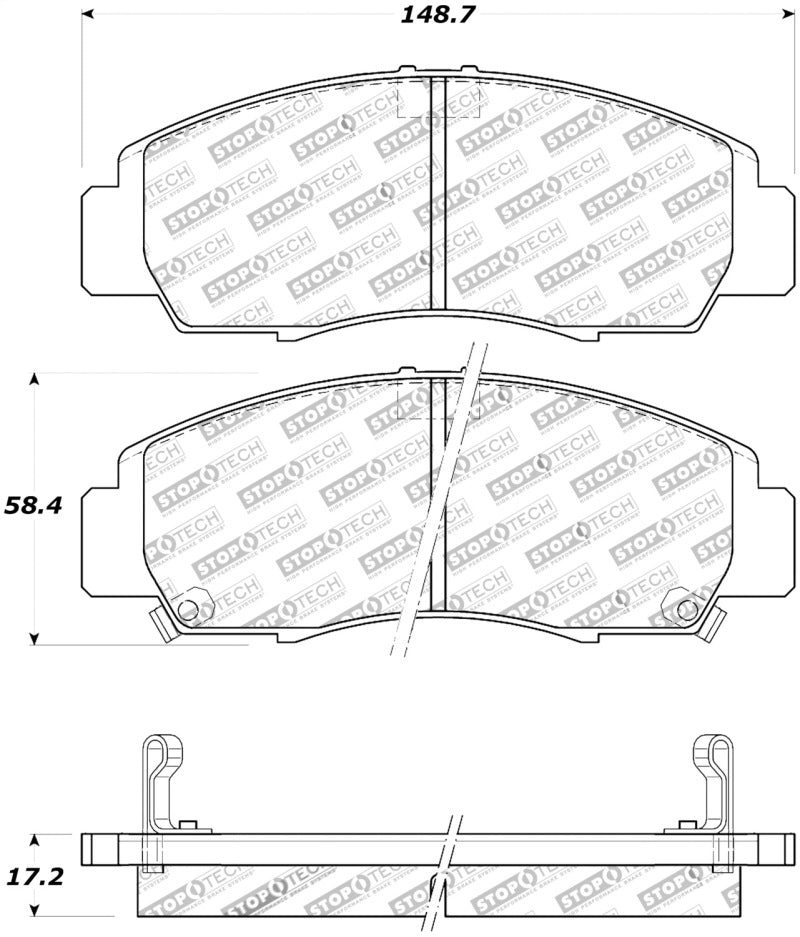 Stoptech StopTech Street Touring 04-09 Acura TSX / 09 Accord V6 Coupe ONLY Front Brake Pads - Brakes Rotors &