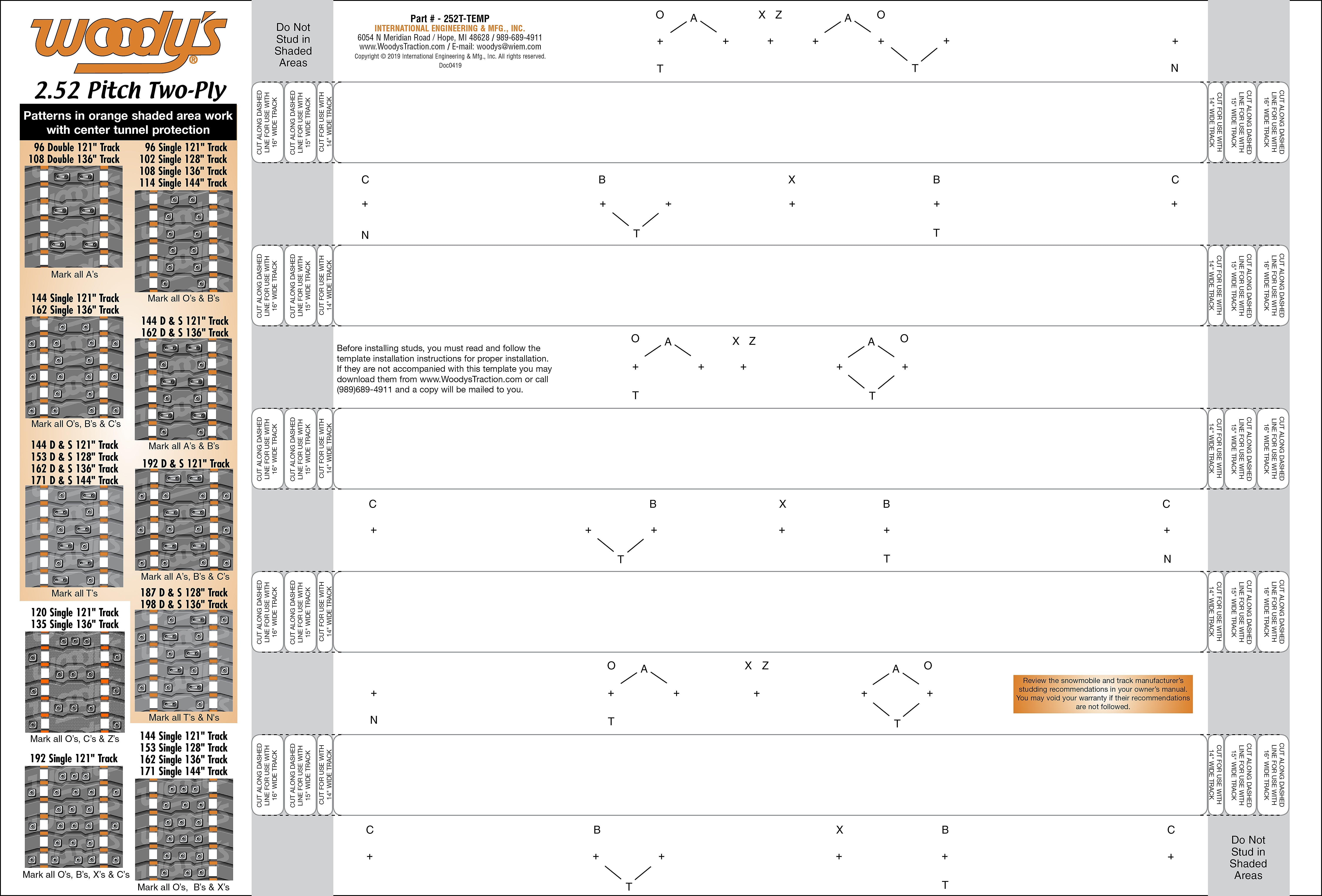WOODYS Stud Template 2.52’’ 2 Ply