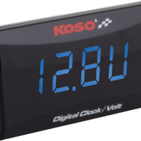 Koso Super Slim Clock / Volt Meter Blue Display - Street Collection