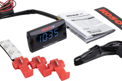 Koso Super Slim Clock / Volt Meter Blue Display - Street Collection