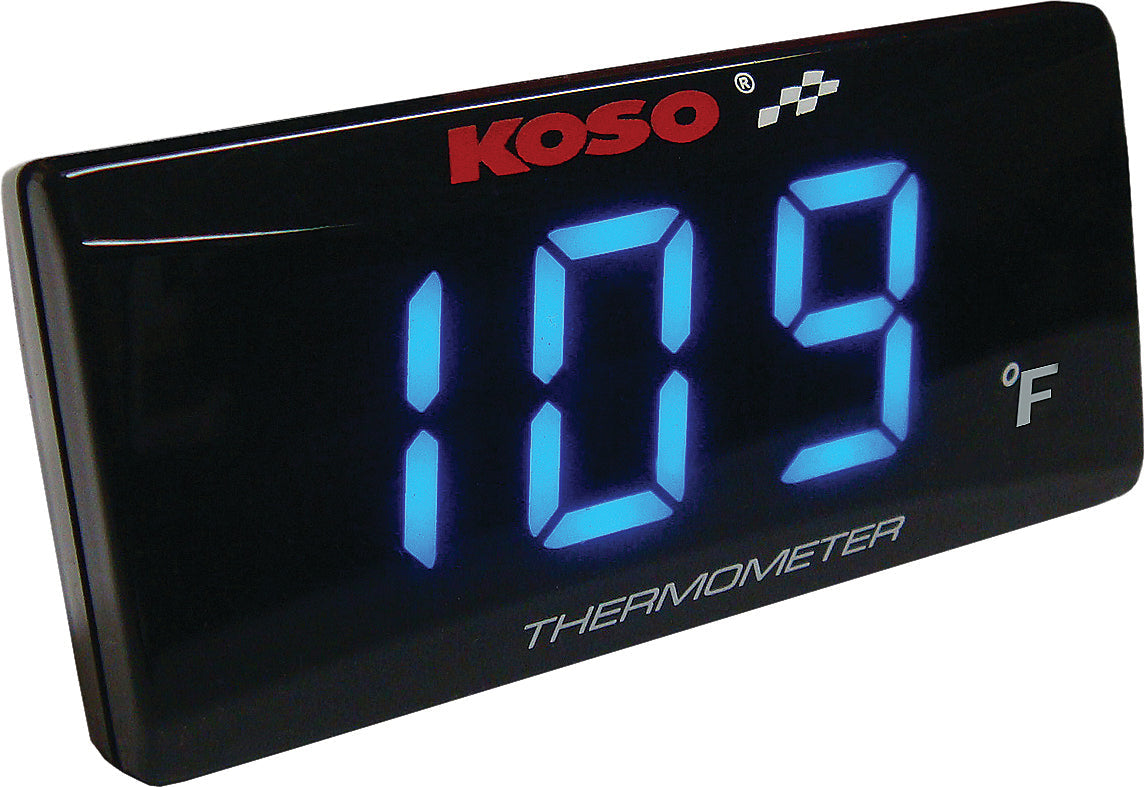Koso Super Slim Temperature Gauge Blue Display - Snowmobile Collection