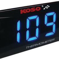 Koso Super Slim Temperature Gauge Blue Display - Snowmobile Collection