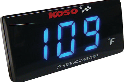 Koso Super Slim Temperature Gauge Blue Display - Snowmobile Collection